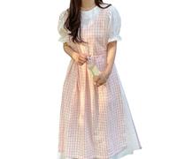 DIDILLX Tablier vintage à carreaux pour femme pour cuisine, pâtisserie, jardinage, fleuriste, robe fendue sur le côté, PK et W, as pics show