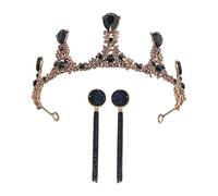 Didiseaon 1 Ensemble Baroque Couronne Mariée Boucles D'Oreilles Pour Le Jour Du Mariage Dames Costumes Demoiselle D'Honneur Casque Noir Bandeaux Pour Femmes Bijou Casque Demoiselle