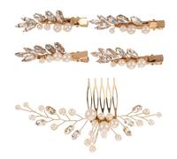Didiseaon 1 ensemble Peigne à Cheveux Mariage avec Perles et Fleurs Ensemble Élégant pour Mariées et Demoiselles Accessoires de Coiffure Vintage et Fait Main Design Chinois