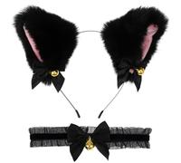 Didiseaon 1 Jeu Collier -tête Oreille De Chat Cloche Bandeau Oreille De Chat Pour Enfants Cosplay Casque D'oreille De Chat Charbonnier Collier Enfant Décors Tissu En Peluche De 5 Cm