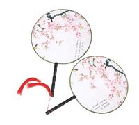 Didiseaon 1 Jeu Éventail De Style Chinois Ventilateurs Pliants Décoratifs Ventilateur De Parure Éventail en Soie Éventail Traditionnel Chinois Ventilateur Rond De Style Traditionnel 2 Pièces