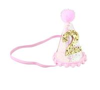 Didiseaon 1 Pc Chapeau De Cône D'anniversaire De Paillettes Chapeau D'anniversaire Fille 1er Chapeaux De Fête D'anniversaire De 2 Ans Chapeau Numéroté De Bébé Joyeux Anniversaire Conique