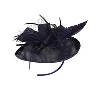 Didiseaon 1 Pièce Bandeau fleur plume spa dame Mariage Headswear féminins bandeau de fête Ouah fleur maille Accessoires de cheveux des filles bandeau de cheveux de mariée Imitation lin Noir