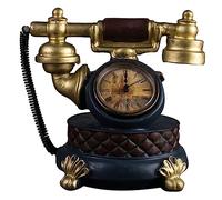 Didiseaon 1 pièce Horloge de Bureau Résine Rétro Modèle Téléphone Doré Décoration Artistique pour Salon Bureau Restaurant et Plus