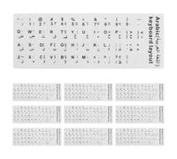 Didiseaon 10 Feuilles Autocollant Clavier Arabe-Anglais, 10 Feuilles, PVC, Blanc, Finition Mate, pour Ordinateur Portable et Bureau, Application Facile, Frappe Fluide et Confortable,