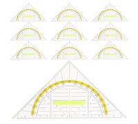 Didiseaon 10 pièces Lot Règles Triangulaires Transparentes avec Poignée Équerre Géométrique Multi-angle pour École Bureau et Dessin Technique