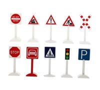 Didiseaon 10 pièces Miniature Traffic Signs Set for Toys Realistic Simulation Roadblocks for Imaginative Play and Traffic Safety Learning Plastic Model Decorations