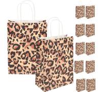 Didiseaon 12 Paquet Présents en Papier Kraft Motif Léopard, Stable et Pratique, Facile à Porter, pour Festivals et Fêtes, Lot de 12 Paquet de Courses Élégants
