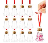 Didiseaon 12 Pièces Cloche Décorative de Noël 50ml en Plastique Transparent | Bouchons à Vis, Rubans Suspendre, Style Moderne, pour Mini Ornements et Bonbons, Usage Intérieur