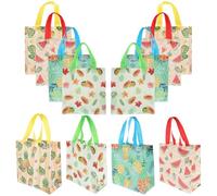 Didiseaon 12 pièces Lot Courses Pliables Tissu Non Tissé Imprimé Fruits Sacs Réutilisables avec Poignées Cabas Pratiques pour Courses et Emballages