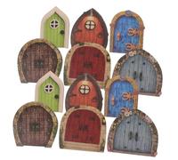 Didiseaon 12 pièces Miniature Fairy Doors Garden Decoration Set Wooden Tiny House Door Ornaments for Outdoor Tree Stump and Indoor Fairy Tale Scene Creative Texture and Charming Design