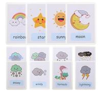 Didiseaon 12Pièces Cartes Apprentissage des Mots Météo pour Garçon Fille Étanches pour Développer la Cognition Mémoire pour Éducation Précoce et Apprentissage