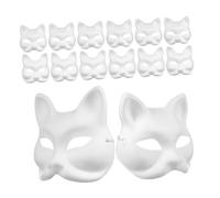 Didiseaon 16 Pièces Masques Animaux à Décorer Masques Vierges Pâte à Papier Renard Chat DIY pour Peinture Carnaval Halloween Fête Créative