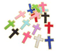 Didiseaon 18 Écussons Croix Thermocollants Chenille Multicolores - Patchs Brodés à Repasser 35 CM - Appliques Décoratives pour Vêtements Paquet Chapeaux - Kit Couture 18 Pièces Vintage