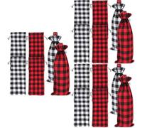 Didiseaon 18 Pcs Pochette Présent pour Bouteille de Vin en Coton Lin à | Motif Noël, Fermeture à Cordon, pour Bouteilles et Brandy, Lavable, Décor de Table et Emballage Présent