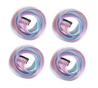 Didiseaon 18 Pièces Morceau De Extensions De Cheveux Ondulés Tresses Bandeaux Perruques Pour Femmes Faits Saillants Colorés De La Fête Brosse à Cheveux Gelée Trame Faux Colorful
