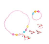 Didiseaon 1Ensemble Bijoux Fille Licorne Kit Collier Bague Bracelet et Boucles Oreilles pour Garçon Fille Parfait pour Petites Filles Rose