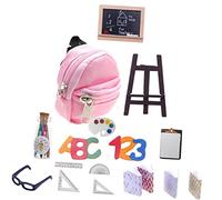 Didiseaon 1Ensemble Mini Sac à de Poupée avec Fournitures Scolaires Ensemble Complet Accessoires École Miniatures pour Lavable et Sûr pour Jeu