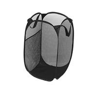Didiseaon 1pièce Panier à Linge Pliable Fil Acier Pour Vêtements Pantalons Soutien-gorge Noir Maille Respirante Poignées Fonctionnelles Rangement Facile