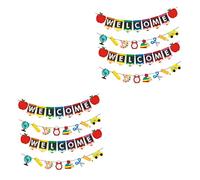 Didiseaon 2 Ensembles Bannière De Bienvenue Rentrée Scolaire Décoration De Classe Pour Scolaire Avec Drapeaux Accueillant Et Thème 4 Pièces * 2