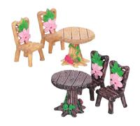 Didiseaon 2 Ensembles Mini Landscape Adornments Resin Table and Chair Miniature Furniture Models for Home Desktop and Potted Plant Decoration