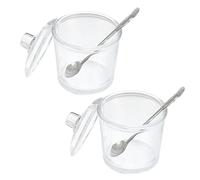 Didiseaon 2 Ensembles pot à épices distributeur condiment grands pots avec cuillère pot rangement bocaux conservation assaisonnement en verre boîte à épices Acier inoxydable Transparent
