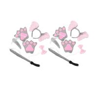 Didiseaon 2 Ensembles Set Déguisement Garçon Fille avec Oreilles Queue et Gants Peluche Douce Bandeau Animal pour Fêtes Danniversaire Carnaval et Halloween