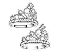Didiseaon 2 pièces Bague Couronne Zircon Incrusté Bague Fine Étincelante pour Anneau Princesses pour Occasions Spéciales Lot