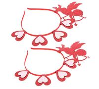 Didiseaon 2 Pièces bandeau cupidon bandeau anti-transpiration groupe Hommes accessoire cheveux déguisement adulte en forme de coeur pour cheveux d'anniversaire Feutrine rouge