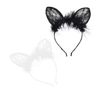 Didiseaon 2 Pièces Bandeau Lunettes de soleil queue de cheval double queues faire la fête chignon bunny ears scrunchies hair band hair ties cheveux de cerceau de cheveux dentelle