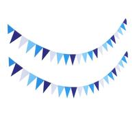 Didiseaon 2 pièces Banderole Fanions Triangulaires Bleus Non Tissé Décoration Réutilisable Légère pour Fête Anniversaire Mariage et Chambre