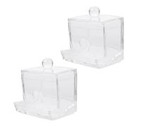 Didiseaon 2 pièces Boîte de Rangement Transparente pour Coton et Coton Tiges Lot Couvercle Hermétique Robuste et pour Salle de Bain et Coiffeuse