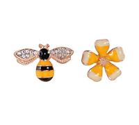 Didiseaon 2 pièces Boucles Oreilles Femmes Fleurs Abeille Petites Clous Délicats Cadeau Mode Bijoux Élégants
