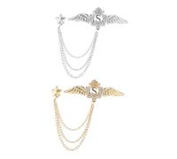 Didiseaon 2 pièces Broche Étoile à Ailes d'Ange Alliage et Cristal Or et Argent Accessoire de Costume Élégant pour Femme Petite Broche Décolleté et Ornement Créatif