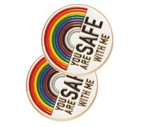 Didiseaon 2 pièces Broches Émail Arc-ciel Épingles Colorées Fierté You Are Safe With Me Décoration Vêtements Sacs et Accessoires Badges Créatifs pour Femmes et Professionnels