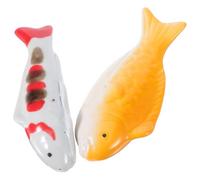Didiseaon 2 Pièces Figurines de Poisson en Céramique Jaune Flottantes pour Décoration de Jardin Extérieur et Baignoire, Légères et Faciles à Nettoyer, Design Artistique Élégant