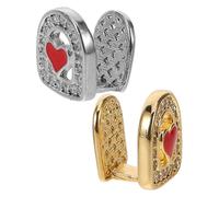 Didiseaon 2 Pièces Hip Hop Teeth Grills With Studded Heart Design Lightweight Enamel Heart Oil Craftsmanship Comfortable Rapper Jewelry Decoration Set For Men And Women