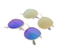 Didiseaon 2 pièces Lunettes de Soleil Rétro Rondes Légères pour Homme et Femme Design Circulaire Vintage Accessoires de Plage Élégants Protection UV Or Brillant Rose Poudré et Or Vert