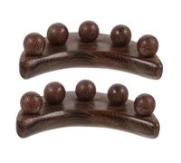Didiseaon 2 pièces Massage Bois Outil de Modelage Facial et Tête Forme de Croissant à Billes Masseur Manuel Bois pour Points Acupression Compact et Confortable