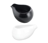 Didiseaon 2 pièces Mini Jug Céramique Sans Poignée Tasse à Lait Multifonction avec Bec Verseur Créatif Facile à Nettoyer pour Cuisine et Restaurant Lot de Blanc Mat Noir Mat