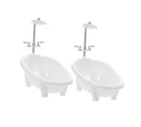 Didiseaon 2 pièces Miniature Bassin pour Maison de Poupée Accessoire Salle de Bain Réaliste Blanc avec Douchette Décoratif pour Garçon Fille Compatible avec Mobilier Poupée