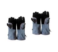 Didiseaon 2 Pièces Moufles en Cuir de Vache Doublure Coton, Résistance | Coutures Renforcées, Protège Avant-bras, Usage Soudure et Feu de Cheminée, pour Camping et Travaux