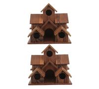 Didiseaon 2 pièces Nichoir à Oiseaux Bois Massif Maison Rustique Suspendue pour Jardin Extérieur Mangeoire et Nid Naturel pour Oiseaux Sauvages Décor Campagne Écologique