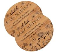 Didiseaon 2 Pièces Panneau Suspendu Bébé Dormant en Bois Rond, Lettre Image | Haute Densité, Léger et Facile à Nettoyer, Centres D’accueil et Jardins D’garçon et Filles, Rappel Visuel Adorable
