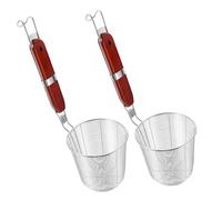 Didiseaon 2 pièces Passoire à Nouilles Acier Inoxydable avec Poignée Bois Écumoire Profonde Anti-brûlure pour Cuisine Quotidienne