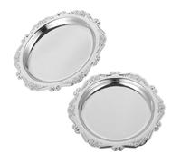Didiseaon 2 Pièces Plateau de Service Rond en Fer Vintage Argenté, Assiette de Collations Multifonctionnelle pour Desserts et Bijoux, pour Décoration Maison et Fêtes