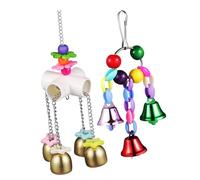 Didiseaon 2 pièces Suspendu pour Perroquet avec Cloches Colorées Anneau Escalade et à Mâcher pour Perruches Cockatiels et Conures Lot Couleur Aléatoire Couleur Aléatoire