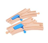 Didiseaon 2 pièces Voies Bois pour Train avec Aiguillage Courbe Accessoires Compatibles Grandes Marques Éducatif pour Garçon Fille Construction de Circuit Ferroviaire Créatif