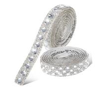 Didiseaon 2 rouleaux Ruban Autocollant Strass de Verre pour Bricolage Bande Décorative Flexible et Durable de pour Vêtements et Projets DIY