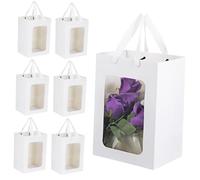 Didiseaon 20 pièces Sac Cadeau Transparent avec Poignées Lot Réutilisables avec Fenêtre Claire Capacité et Design Robuste pour Fête Mariage et Bouquets